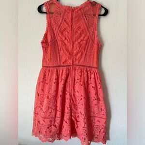 Xhilaration Coral Lace Fit and Flare Sleeveless Dress, M